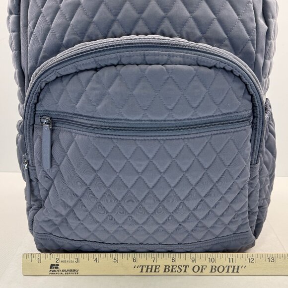 Vera Bradley Essential Large Backpack Gray Quilted Polka Dot Lining Zip Pockets - Picture 11 of 16